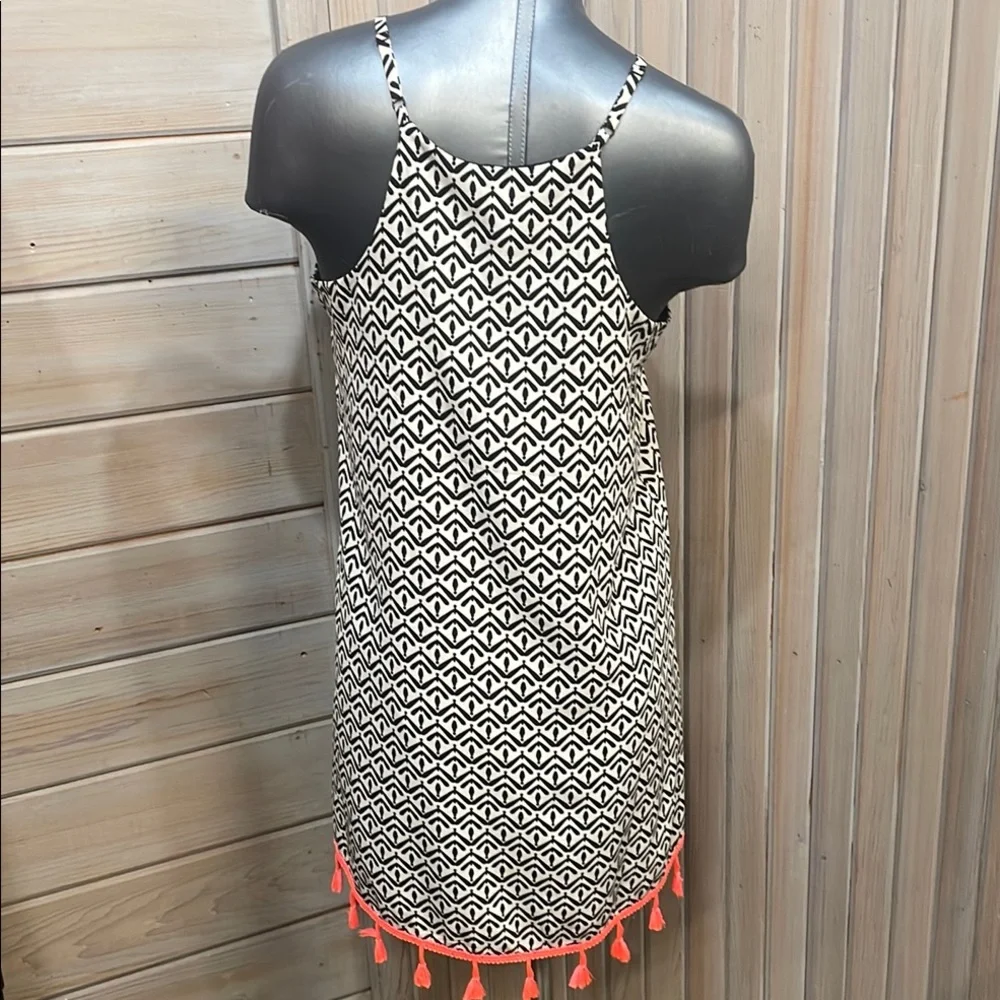 Black and White Halter Sundress Sleeveless Mini